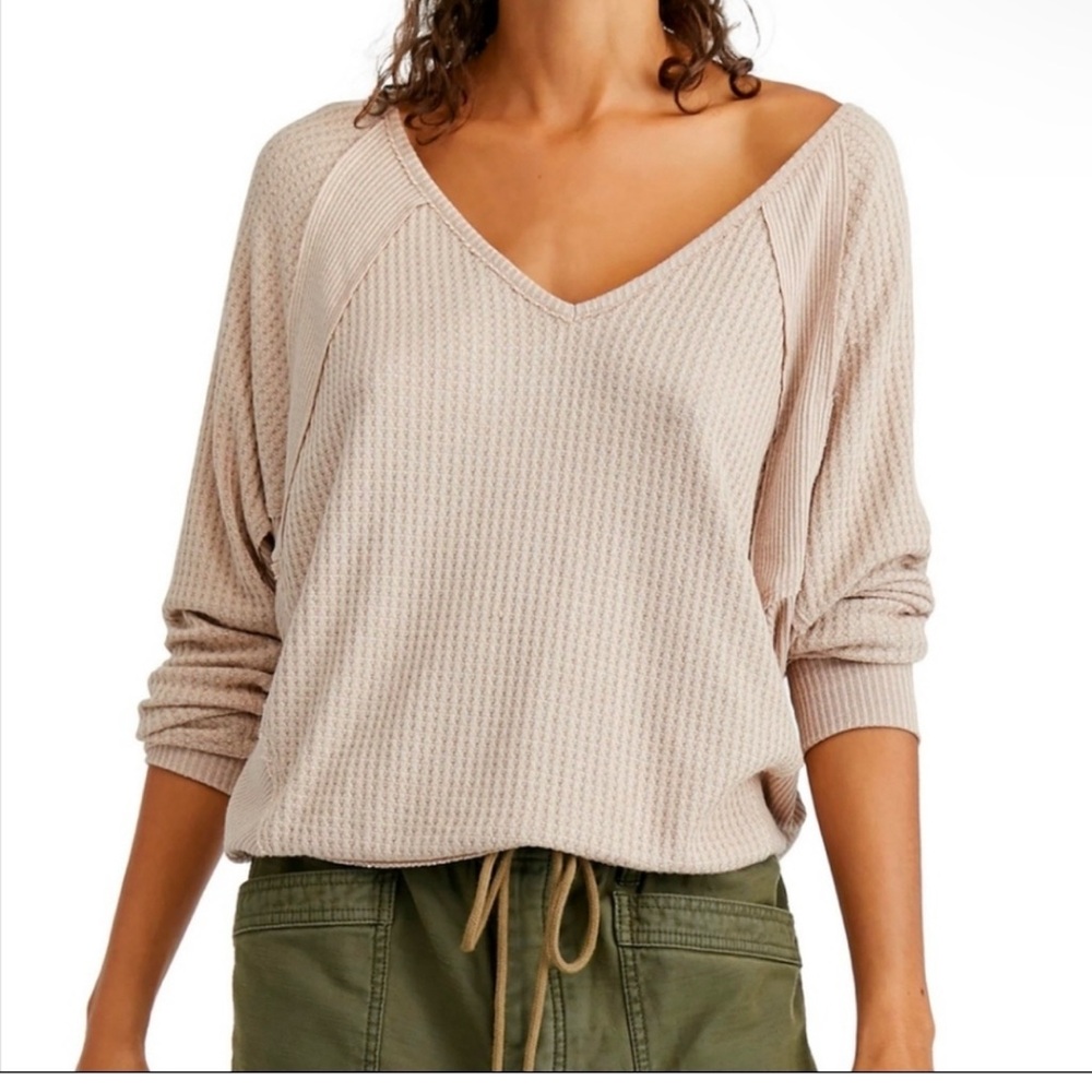 NWOT Free People Cream Top with Relaxed Fit.